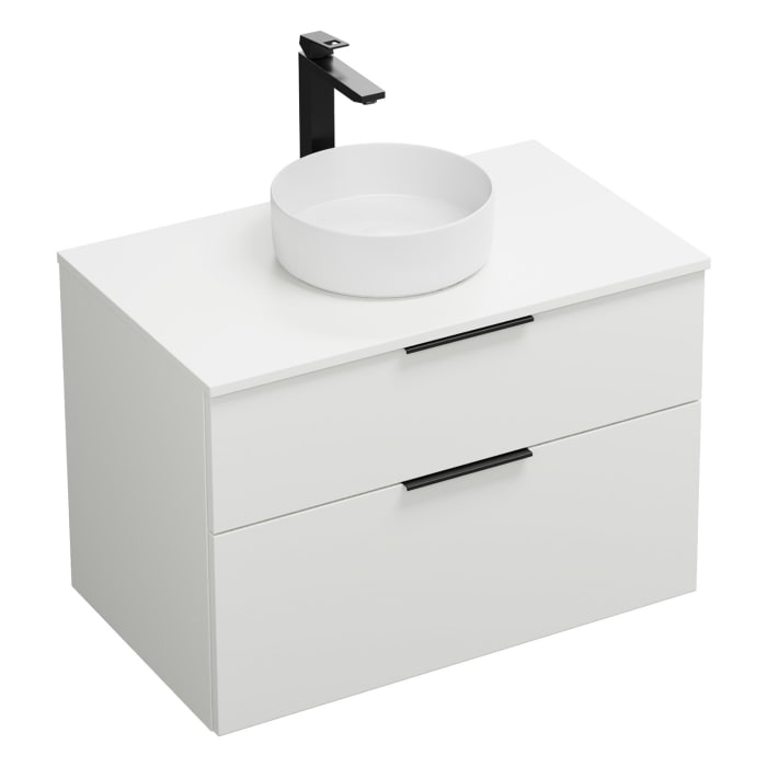 burgbad Eqio Waschtischkombination mit Keramik-Aufsatzwaschtisch 90 cm, mit Griff G0200