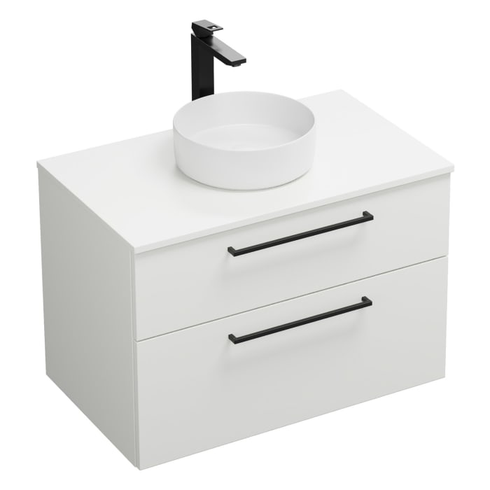 burgbad Eqio Waschtischkombination mit Keramik-Aufsatzwaschtisch 90 cm, mit Stangengriff G0234