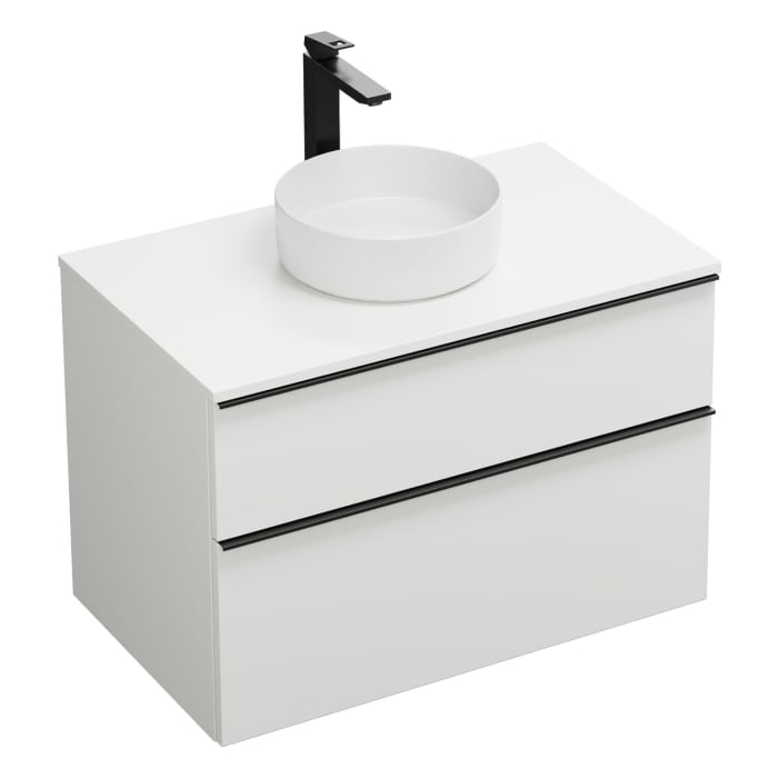 burgbad Eqio Waschtischkombination mit Keramik-Aufsatzwaschtisch 90 cm, mit Griffleiste G0252