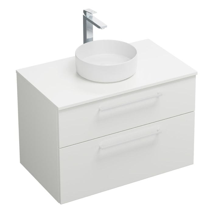 burgbad Eqio Waschtischkombination mit Keramik-Aufsatzwaschtisch 90 cm, mit Stangengriff P95