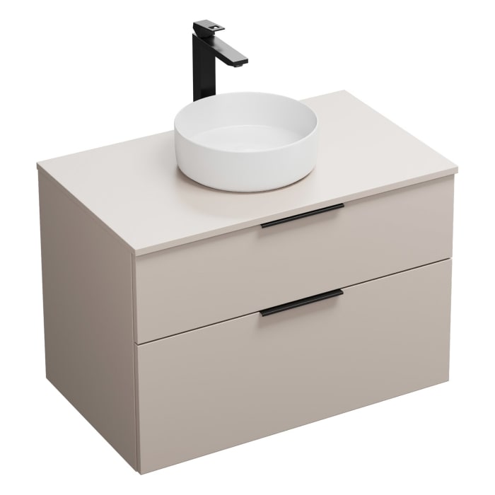 burgbad Eqio Waschtischkombination mit Keramik-Aufsatzwaschtisch 90 cm, mit Griff G0200