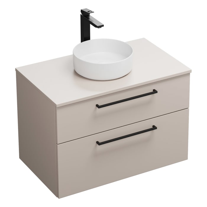 burgbad Eqio Waschtischkombination mit Keramik-Aufsatzwaschtisch 90 cm, mit Stangengriff G0234