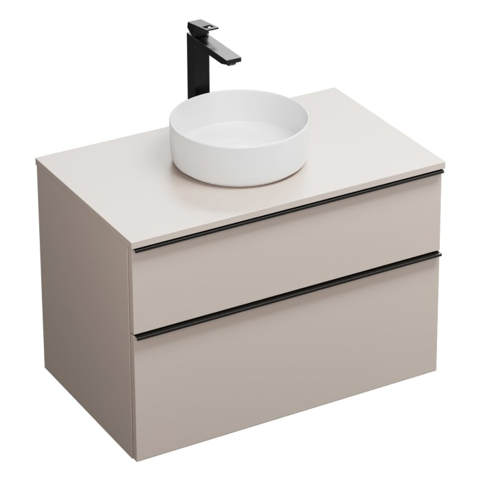 burgbad Eqio Waschtischkombination mit Keramik-Aufsatzwaschtisch 90 cm, mit Griffleiste G0252