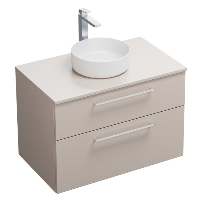 burgbad Eqio Waschtischkombination mit Keramik-Aufsatzwaschtisch 90 cm, mit Stangengriff P95