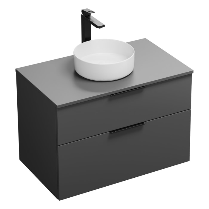 burgbad Eqio Waschtischkombination mit Keramik-Aufsatzwaschtisch 90 cm, mit Griff G0200