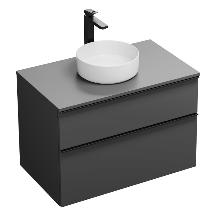 burgbad Eqio Waschtischkombination mit Keramik-Aufsatzwaschtisch 90 cm, mit Griffleiste G0252