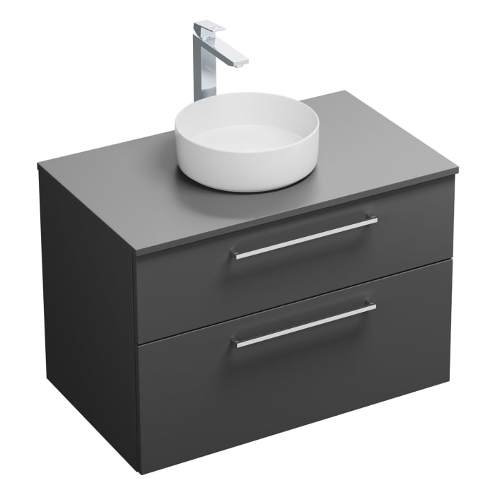 burgbad Eqio Waschtischkombination mit Keramik-Aufsatzwaschtisch 90 cm, mit Stangengriff P95