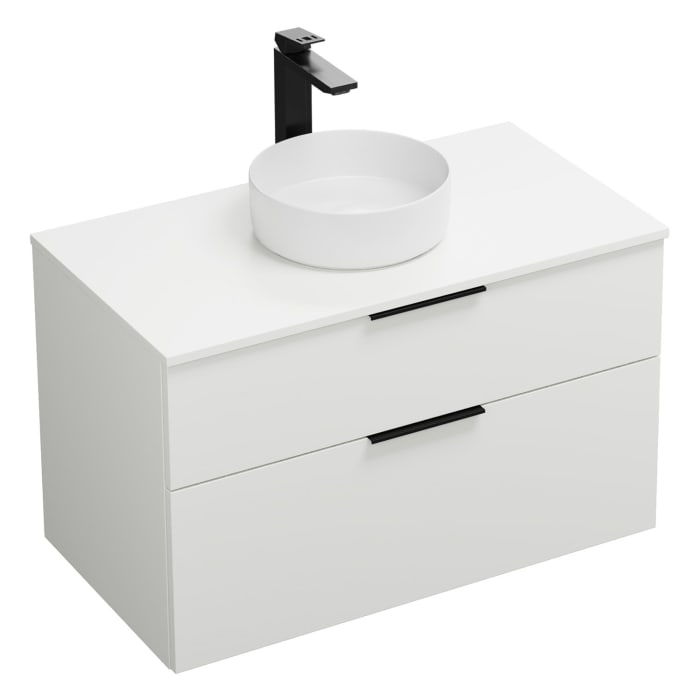 burgbad Eqio Waschtischkombination mit Keramik-Aufsatzwaschtisch 100 cm, mit Griff G0200