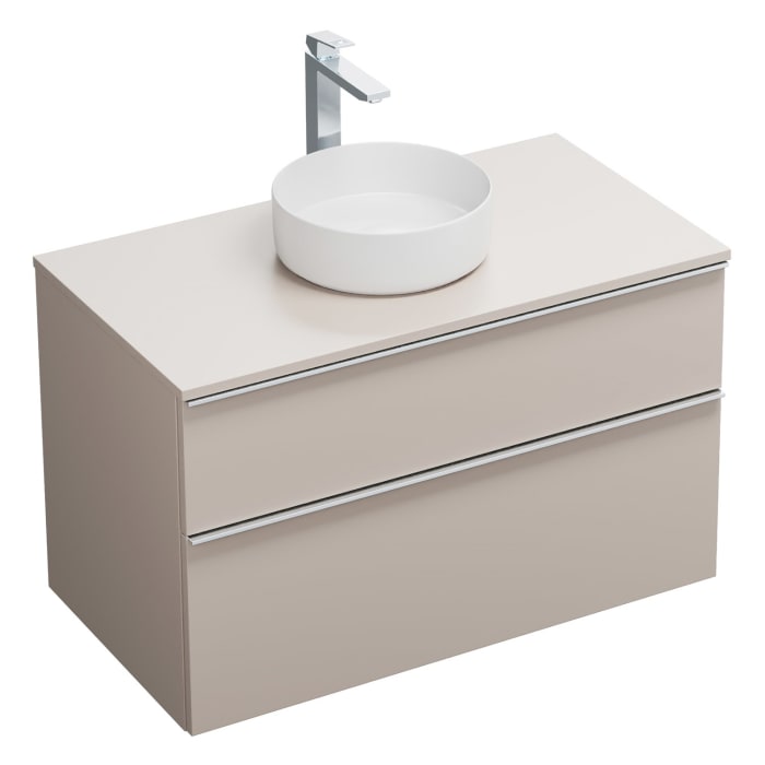 burgbad Eqio Waschtischkombination mit Keramik-Aufsatzwaschtisch 100 cm, mit Griffleiste G0251