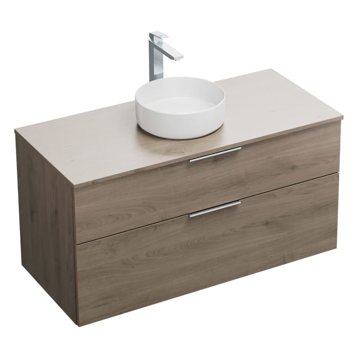 burgbad Eqio Waschtischkombination mit Keramik-Aufsatzwaschtisch 120 cm, mit Griff G0146