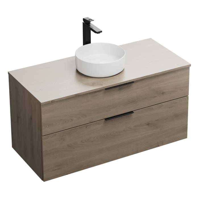 burgbad Eqio Waschtischkombination mit Keramik-Aufsatzwaschtisch 120 cm, mit Griff G0200