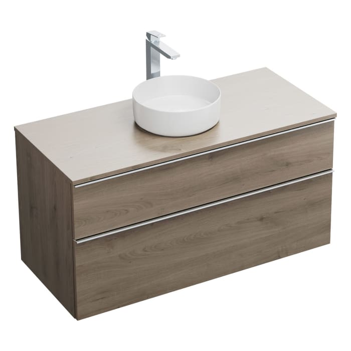 burgbad Eqio Waschtischkombination mit Keramik-Aufsatzwaschtisch 120 cm, mit Griffleiste G0251