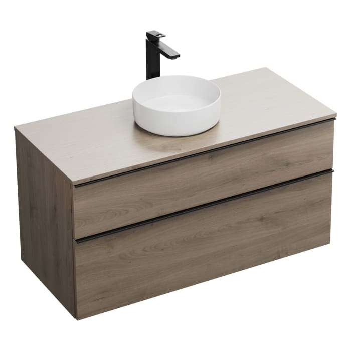 burgbad Eqio Waschtischkombination mit Keramik-Aufsatzwaschtisch 120 cm, mit Griffleiste G0252