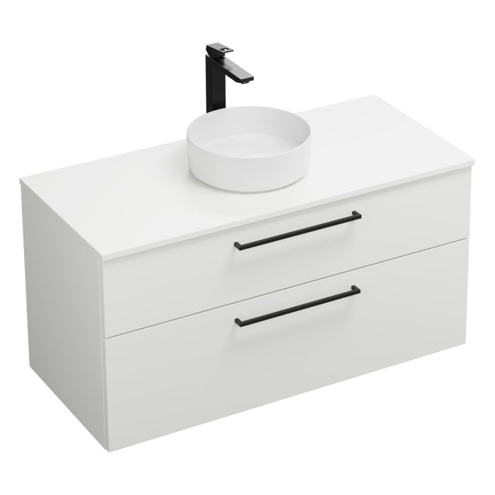 burgbad Eqio Waschtischkombination mit Keramik-Aufsatzwaschtisch 120 cm, mit Stangengriff G0234