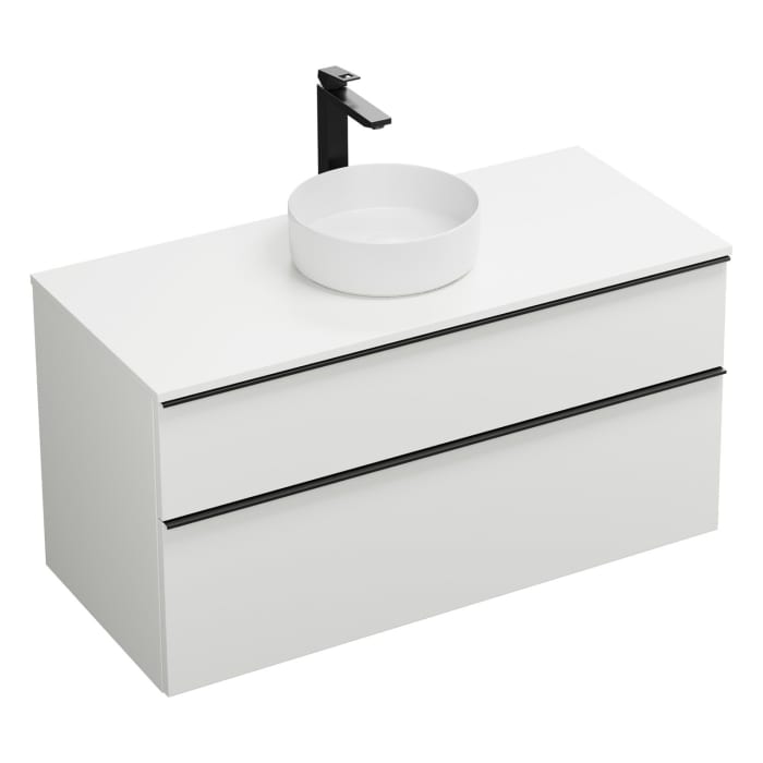 burgbad Eqio Waschtischkombination mit Keramik-Aufsatzwaschtisch 120 cm, mit Griffleiste G0252