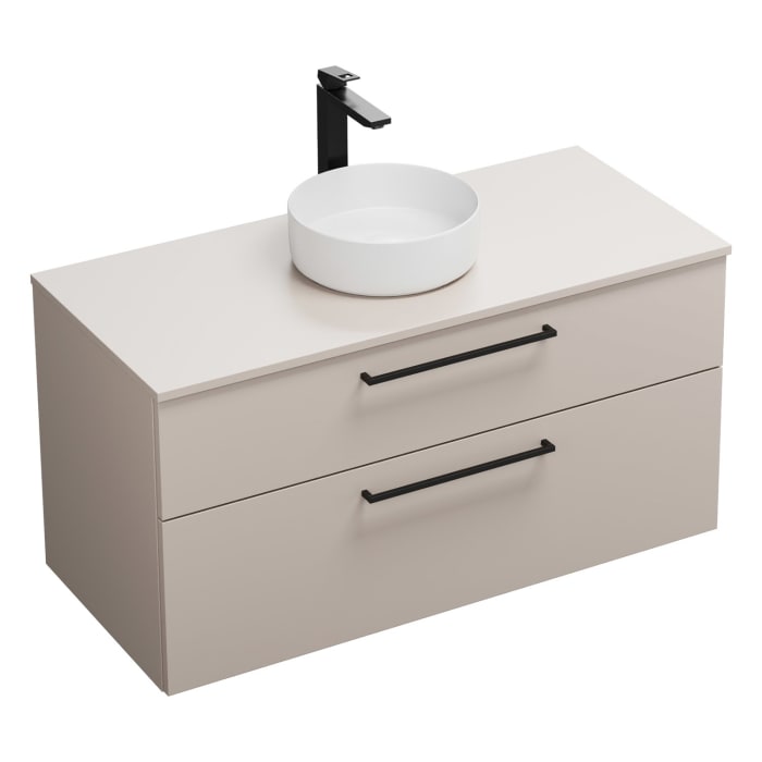 burgbad Eqio Waschtischkombination mit Keramik-Aufsatzwaschtisch 120 cm, mit Stangengriff G0234