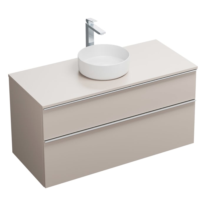 burgbad Eqio Waschtischkombination mit Keramik-Aufsatzwaschtisch 120 cm, mit Griffleiste G0251