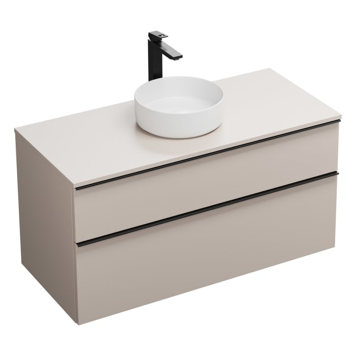 burgbad Eqio Waschtischkombination mit Keramik-Aufsatzwaschtisch 120 cm, mit Griffleiste G0252