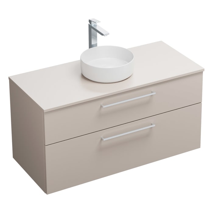 burgbad Eqio Waschtischkombination mit Keramik-Aufsatzwaschtisch 120 cm, mit Stangengriff P95