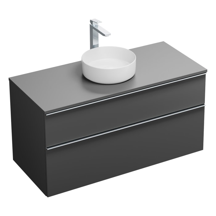 burgbad Eqio Waschtischkombination mit Keramik-Aufsatzwaschtisch 120 cm, mit Griffleiste G0251