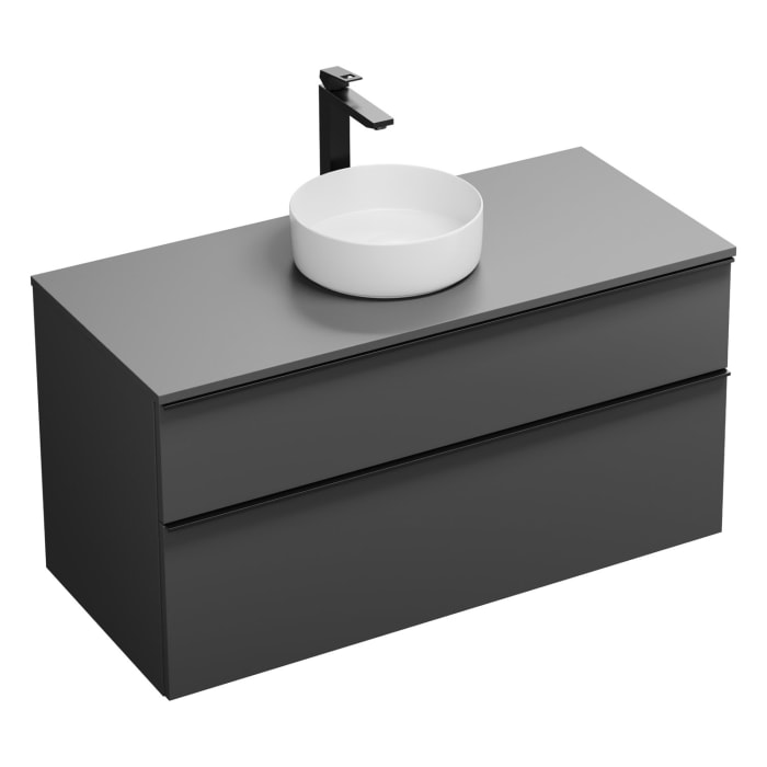 burgbad Eqio Waschtischkombination mit Keramik-Aufsatzwaschtisch 120 cm, mit Griffleiste G0252