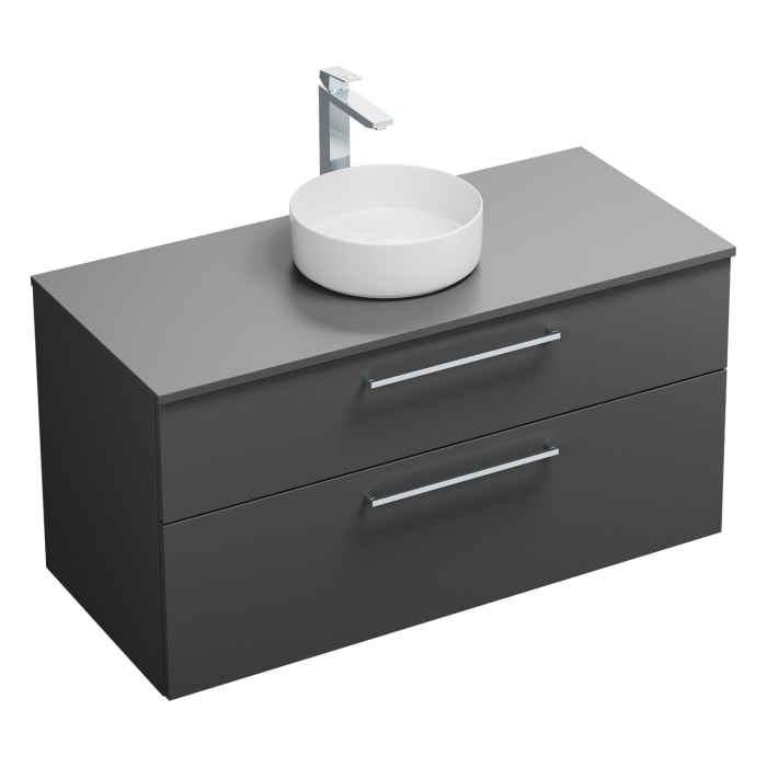 burgbad Eqio Waschtischkombination mit Keramik-Aufsatzwaschtisch 120 cm, mit Stangengriff P95