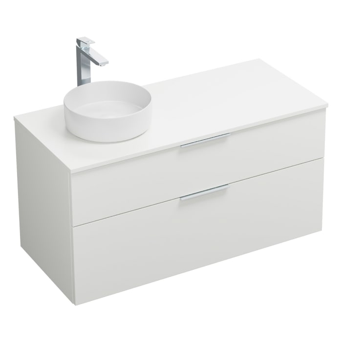 burgbad Eqio Waschtischkombination mit Keramik-Aufsatzwaschtisch 120 cm, links, mit Griff G0146