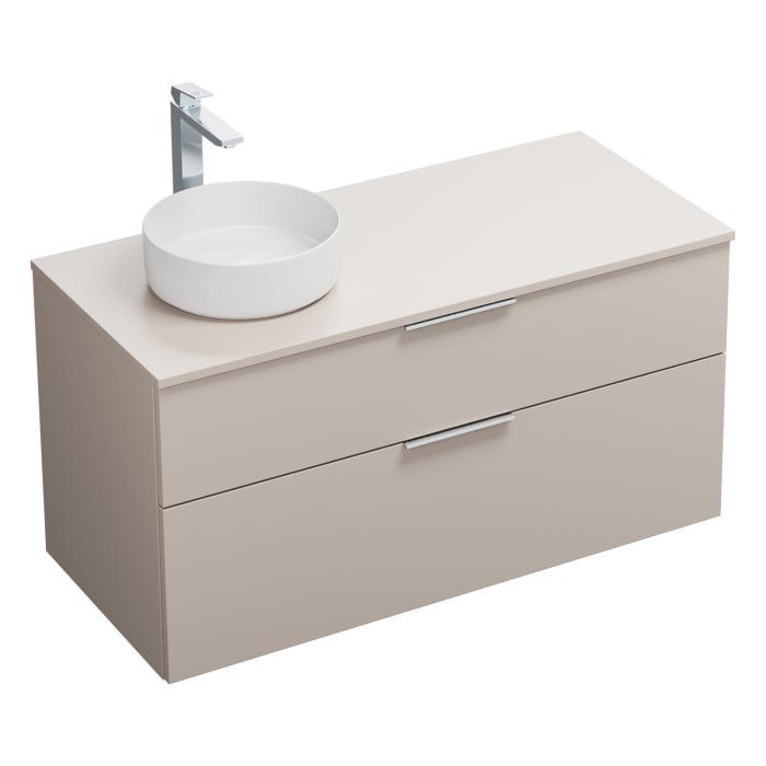 burgbad Eqio Waschtischkombination mit Keramik-Aufsatzwaschtisch 120 cm, links, mit Griff G0146