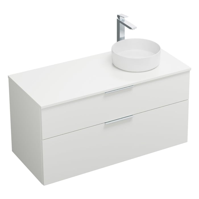 burgbad Eqio Waschtischkombination mit Keramik-Aufsatzwaschtisch 120 cm, rechts, mit Griff G0146