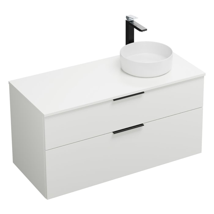 burgbad Eqio Waschtischkombination mit Keramik-Aufsatzwaschtisch 120 cm, rechts, mit Griff G0200