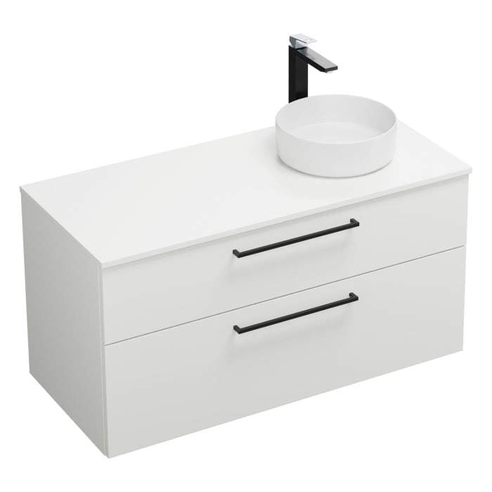 burgbad Eqio Waschtischkombination mit Keramik-Aufsatzwaschtisch 120 cm, rechts, mit Stangengriff G0234