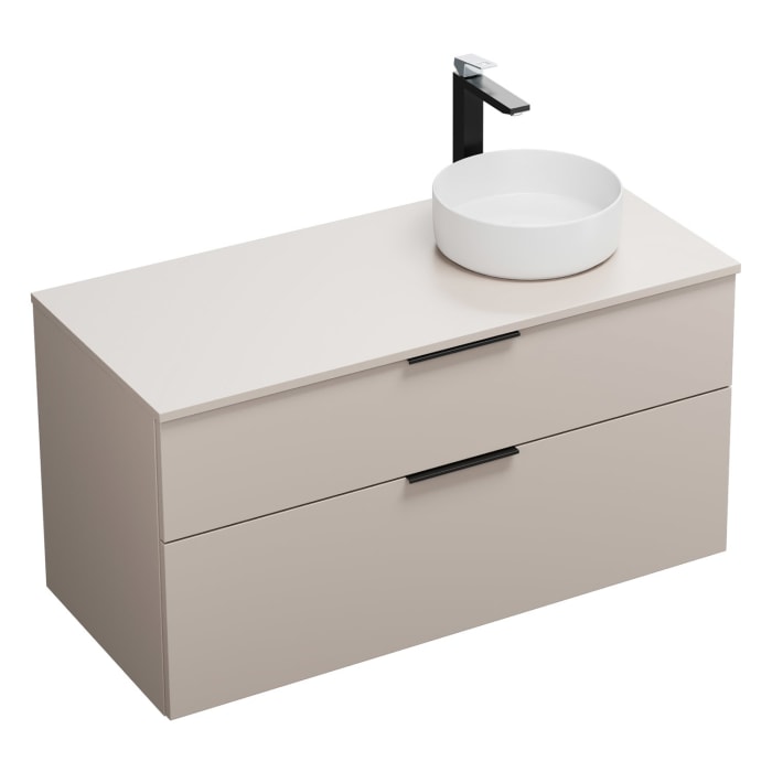 burgbad Eqio Waschtischkombination mit Keramik-Aufsatzwaschtisch 120 cm, rechts, mit Griff G0200