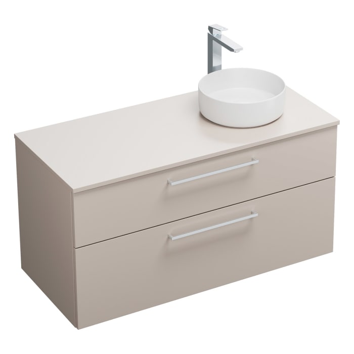 burgbad Eqio Waschtischkombination mit Keramik-Aufsatzwaschtisch 120 cm, rechts, mit Stangengriff P95