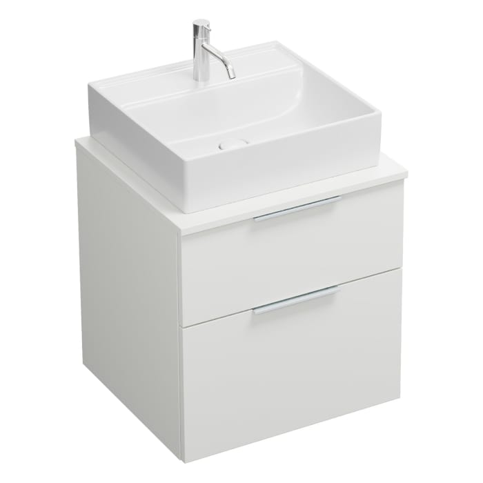 burgbad Eqio Waschtischkombination mit Keramik-Aufsatzwaschtisch 60 cm, mit Griff G0146