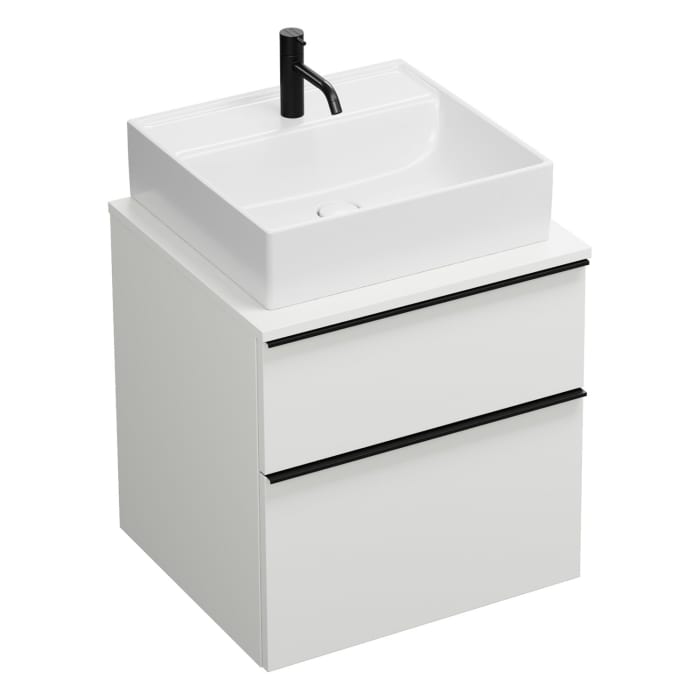 burgbad Eqio Waschtischkombination mit Keramik-Aufsatzwaschtisch 60 cm, mit Griffleiste G0252