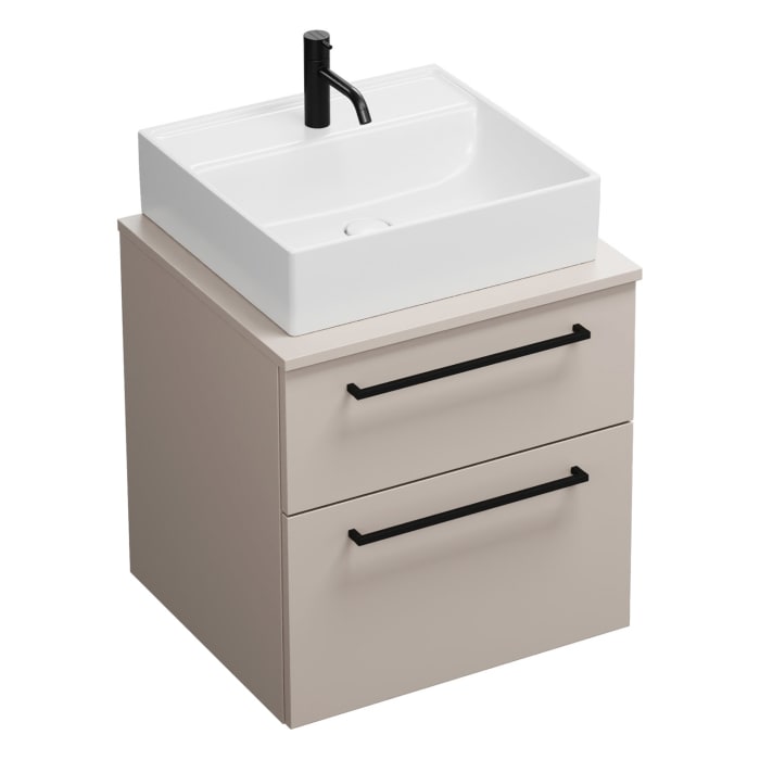 burgbad Eqio Waschtischkombination mit Keramik-Aufsatzwaschtisch 60 cm, mit Stangengriff G0234