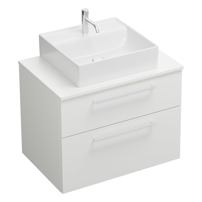 burgbad Eqio Waschtischkombination mit Keramik-Aufsatzwaschtisch 80 cm, mit Stangengriff P95