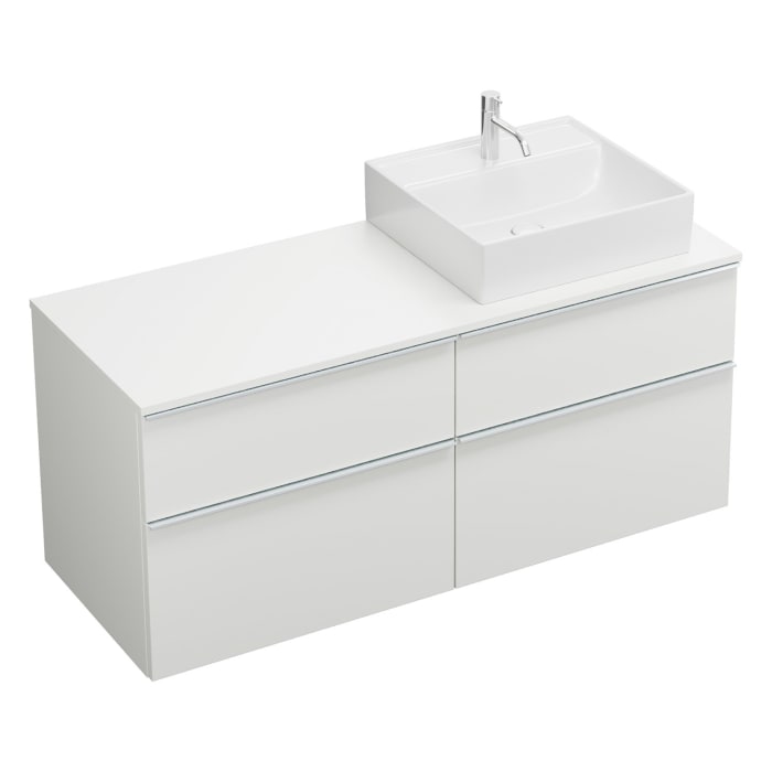 burgbad Eqio Waschtischkombination mit Keramik-Aufsatzwaschtisch 140 cm, rechts, mit Griffleiste G0251