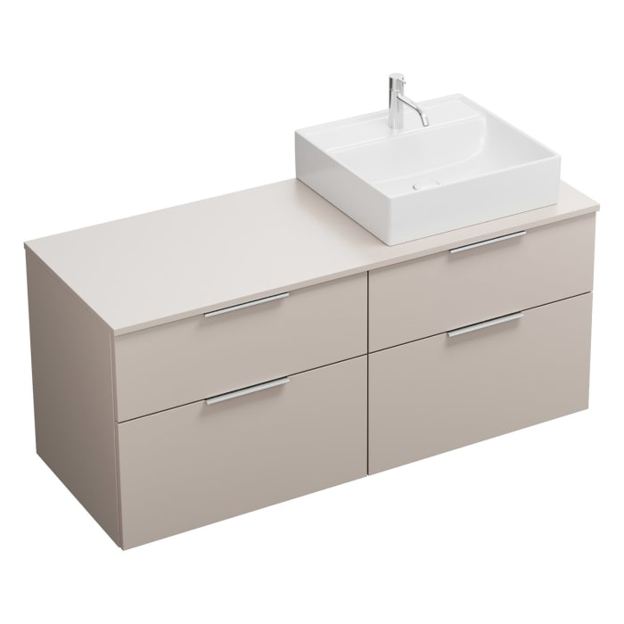 burgbad Eqio Waschtischkombination mit Keramik-Aufsatzwaschtisch 140 cm, rechts, mit Griff G0146