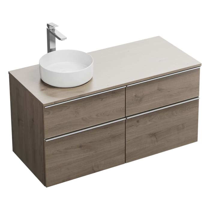 burgbad Eqio Waschtischkombination mit Keramik-Aufsatzwaschtisch 120 cm, links, mit Griffleiste G0251