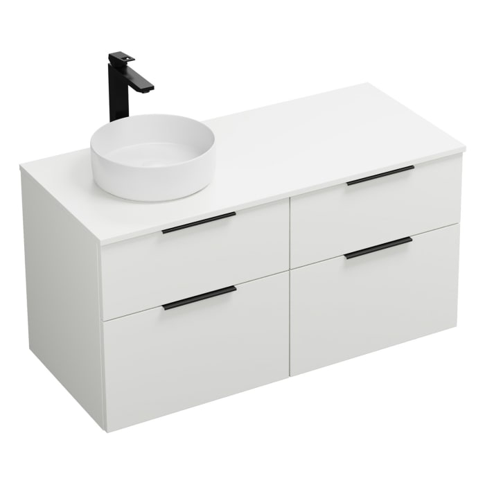 burgbad Eqio Waschtischkombination mit Keramik-Aufsatzwaschtisch 120 cm, links, mit Griff G0200