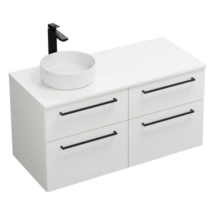 burgbad Eqio Waschtischkombination mit Keramik-Aufsatzwaschtisch 120 cm, links, mit Stangengriff G0234