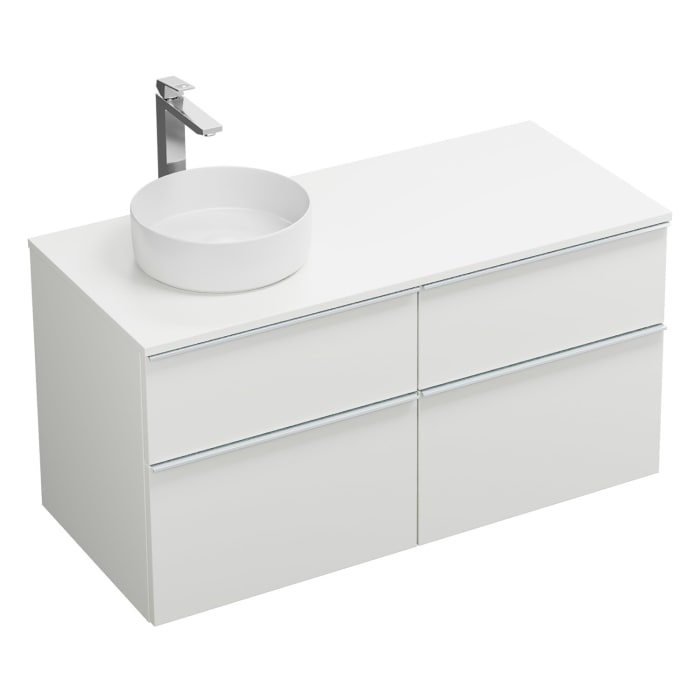 burgbad Eqio Waschtischkombination mit Keramik-Aufsatzwaschtisch 120 cm, links, mit Griffleiste G0251