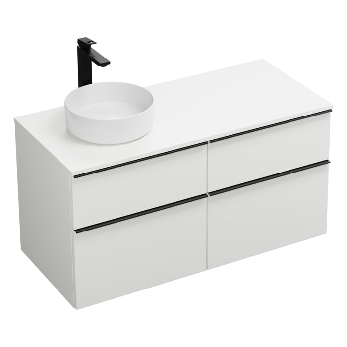 burgbad Eqio Waschtischkombination mit Keramik-Aufsatzwaschtisch 120 cm, links, mit Griffleiste G0252