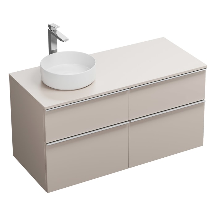 burgbad Eqio Waschtischkombination mit Keramik-Aufsatzwaschtisch 120 cm, links, mit Griffleiste G0251