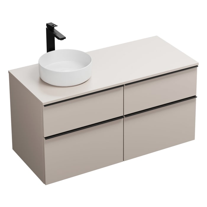 burgbad Eqio Waschtischkombination mit Keramik-Aufsatzwaschtisch 120 cm, links, mit Griffleiste G0252