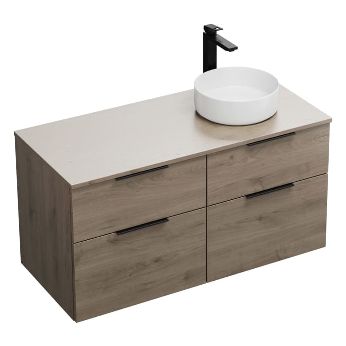 burgbad Eqio Waschtischkombination mit Keramik-Aufsatzwaschtisch 120 cm, rechts, mit Griff G0200