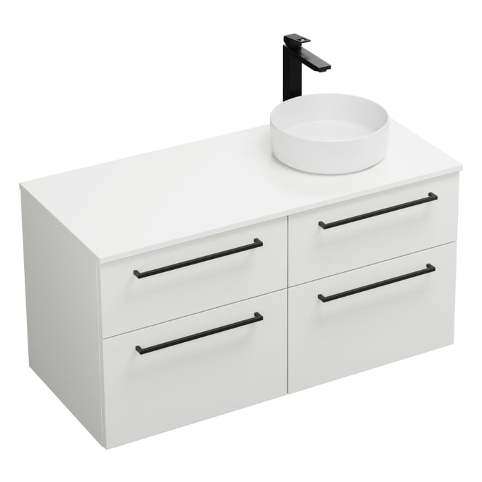 burgbad Eqio Waschtischkombination mit Keramik-Aufsatzwaschtisch 120 cm, rechts, mit Stangengriff G0234