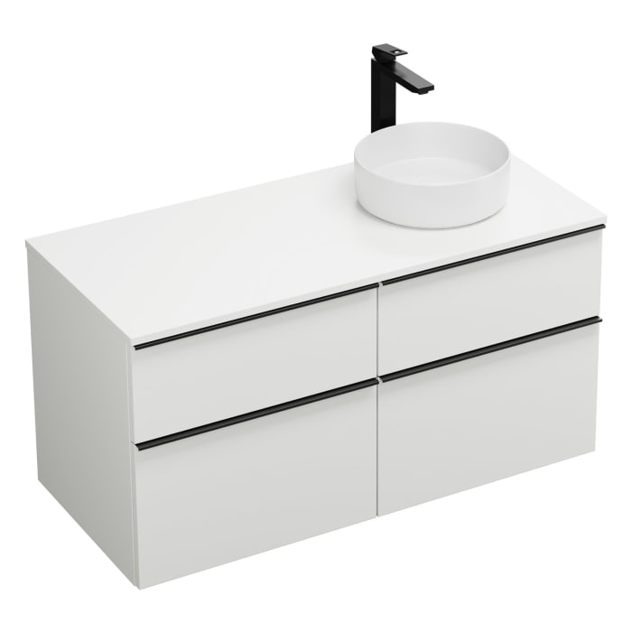 burgbad Eqio Waschtischkombination mit Keramik-Aufsatzwaschtisch 120 cm, rechts, mit Griffleiste G0252