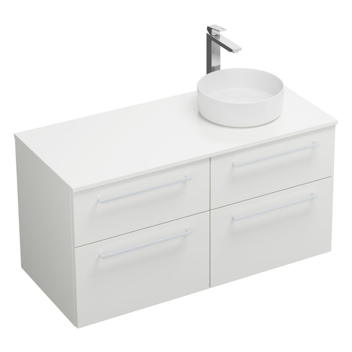 burgbad Eqio Waschtischkombination mit Keramik-Aufsatzwaschtisch 120 cm, rechts, mit Stangengriff P95